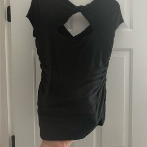 White House Black Market Black Ruched Cut Out Blouse